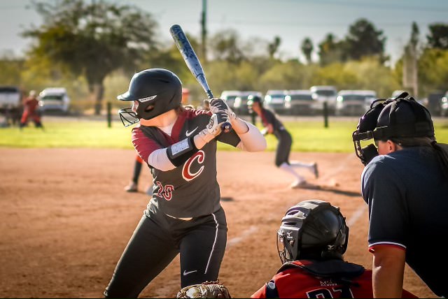 Allie Thiessen had career highs in Batting Average .392 and on base percentage .471
this past season. | Photo courtesy of Kim Douglas/Crazy Bees Photography