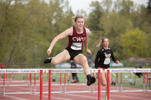 Junior McCall DeChenne representing CWU in hurdles