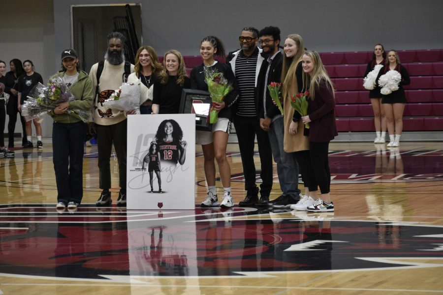 Senior lady cats honored at senior night. 